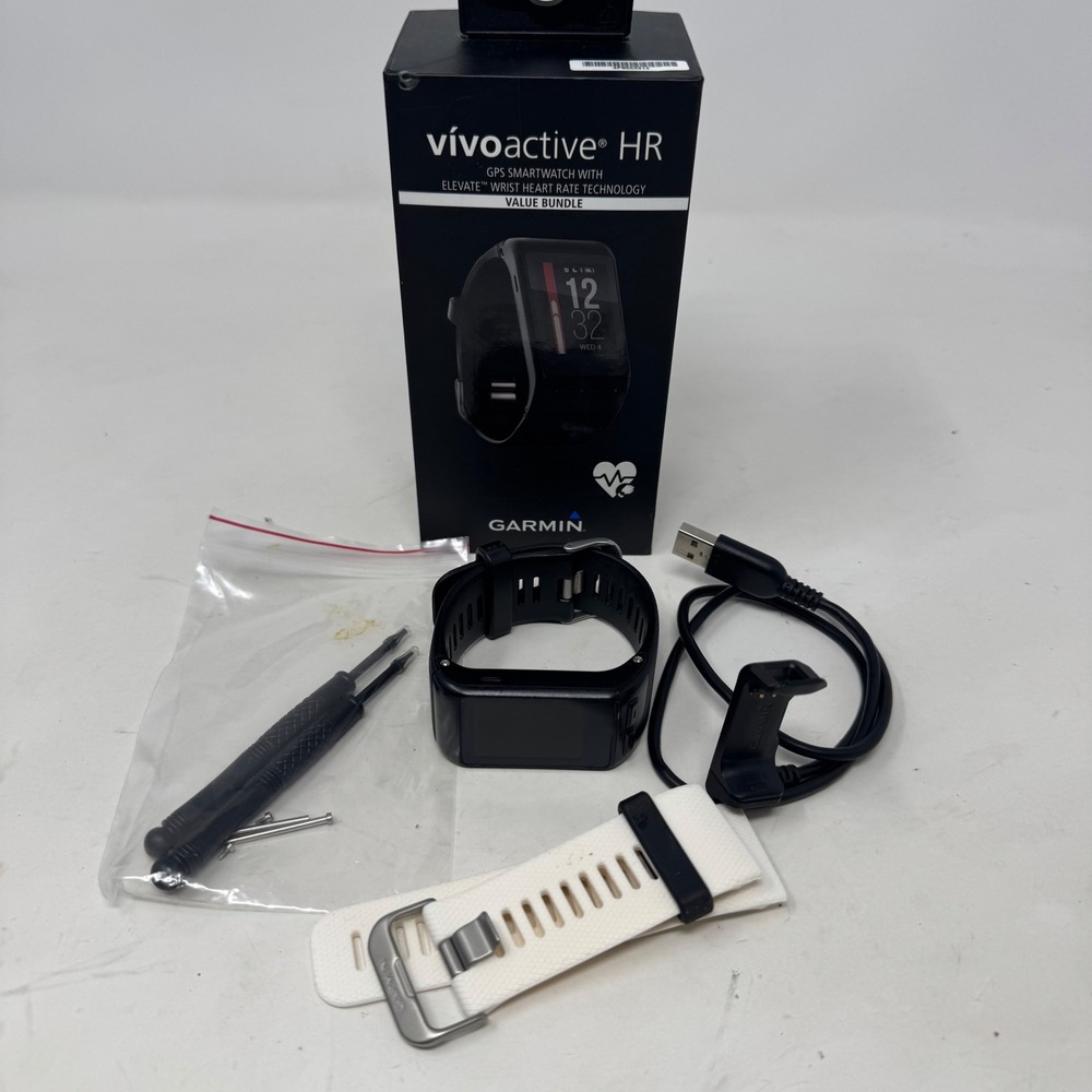 Garmin Vivoactive HR GPS Smartwatch Black Value Bundle For Parts or Repair Only